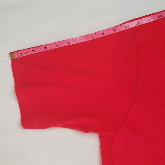 Champion Shirt Mens Extra Large Short Sleeve Pullover Cotton Red Crew Neck Long - Picture 6 of 14